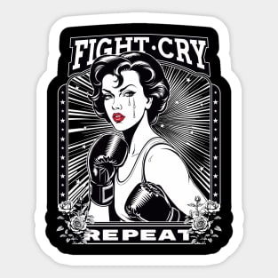 Tears of Triumph-Retro Female Boxer Sticker